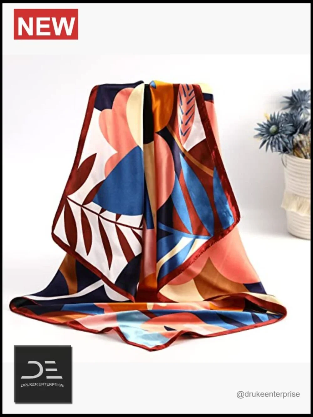 Large Satin Silk Scarf - Hair Bandana, Sleeping Wrap, Multi-Way